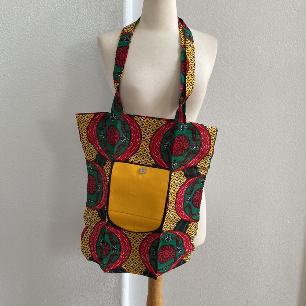 African Print Foldable Tote Bag NEW